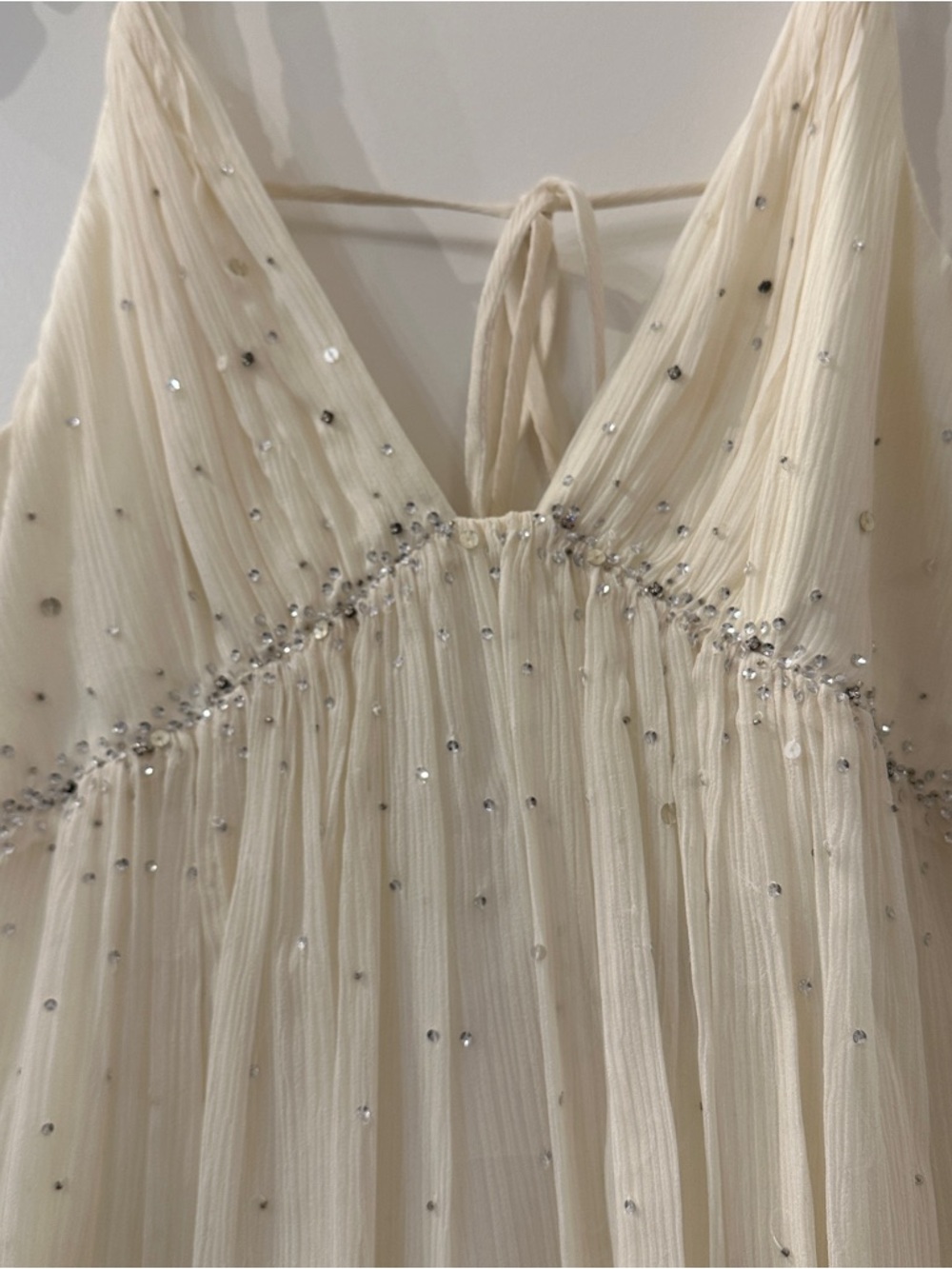 BCBGMaxAzria Ivory Beaded Spaghetti Strap Dress - Picture 2 of 6